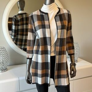 LOFT Charcoal Gray and Camel colored Cardigan with 3/4 Sleeves Size MP